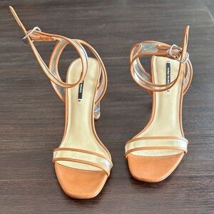 Zara Tan and Silver Strappy Heels